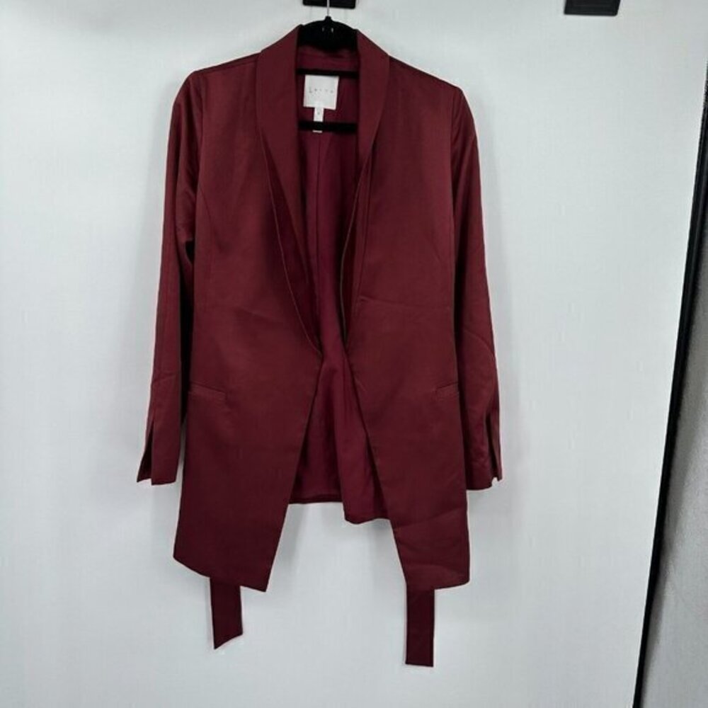 Leith Womens Blazer Small Red Tie Waist Preppy Casual Business Open Front